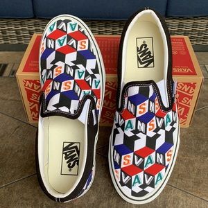 VANS CLASSIC SLIP ON CHECKER CUBE MULTI/TRWHT MENS